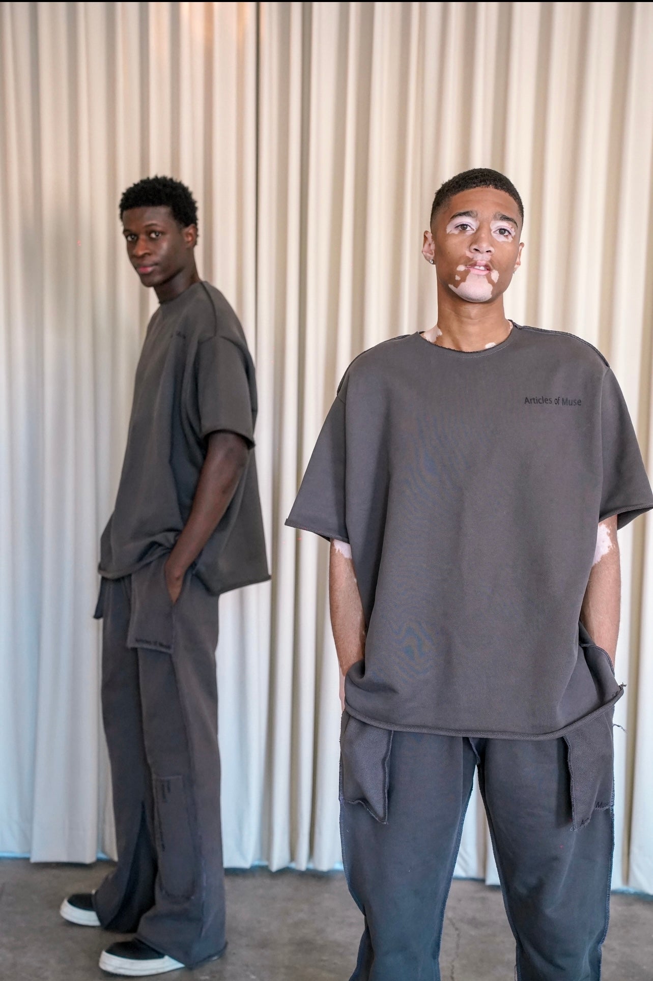 Oversized Raw Edge Drop Sleeve T-Shirt