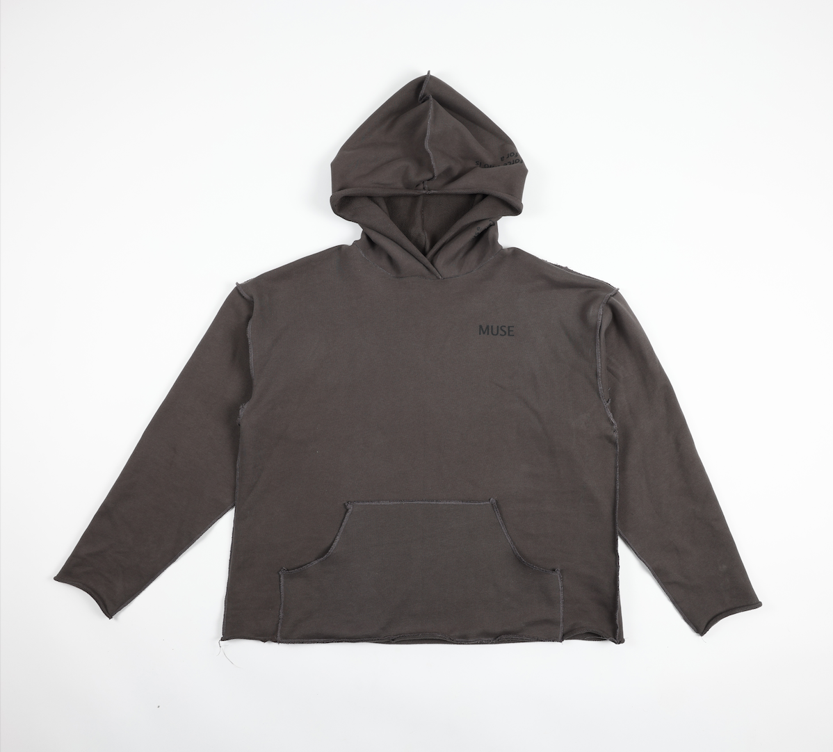 Oversized Raw Edge Hoodie Charcoal
