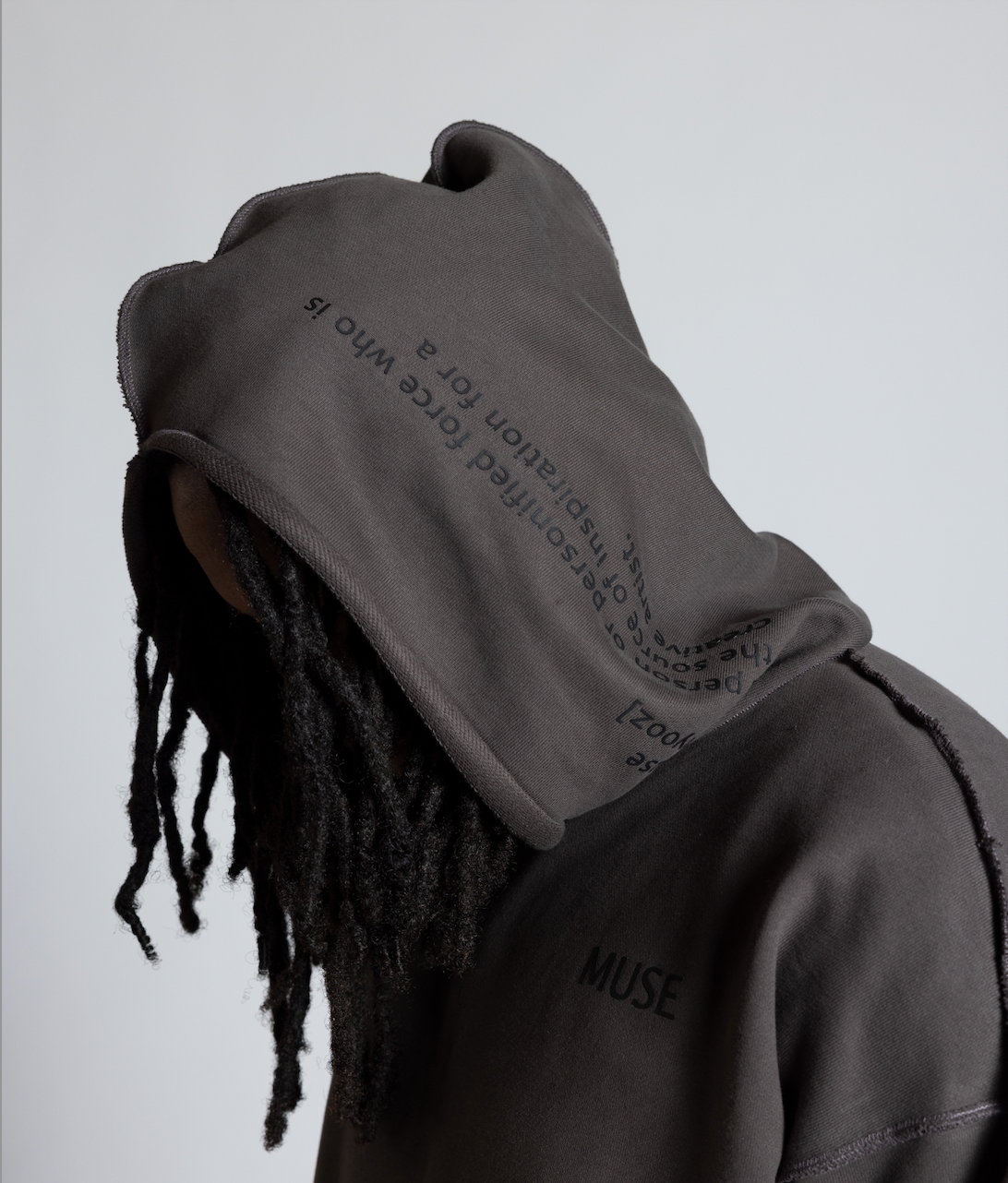 Oversized Raw Edge Hoodie Charcoal